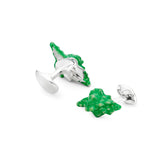 Sterling Silver Green Enamel Seashell Cufflinks