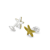 Sterling Silver Yellow Enamelled Starfish Cufflinks