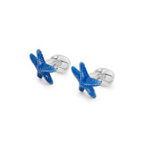 Sterling Silver Blue Enamelled Starfish Cufflinks