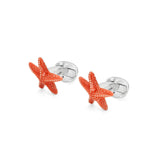 Sterling Silver Orange Enamelled Starfish Cufflinks