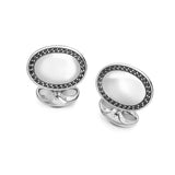 Sterling Silver Black Spinel Oval Cufflinks