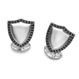 Sterling Silver Shield Shape Cufflinks With Spinel Border