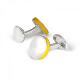 Sterling Silver Round Cufflinks with Yellow Edge