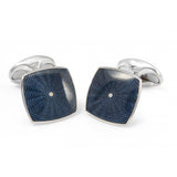 Sterling Silver Deep Blue Enamel Cufflinks