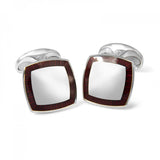 Sterling Silver Cufflinks with Red Enamel Border