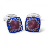 Sterling Silver Fancy Enamel Cufflinks in Red and Blue