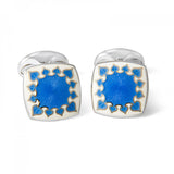 Sterling Silver Fancy Enamel Cufflinks in Blue