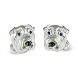 Sterling Silver Sharpei Dog Cufflinks