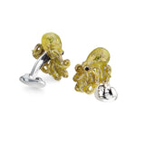 Sterling Silver Enamelled Octopus Cufflinks - Yellow Cufflinks