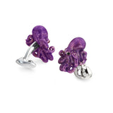 Sterling Silver Enamelled Octopus Cufflinks - Purple Cufflinks