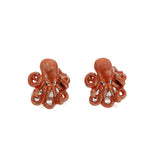 Sterling Silver Enamelled Octopus Cufflinks - Orange Cufflinks