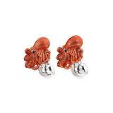 Sterling Silver Enamelled Octopus Cufflinks - Orange Cufflinks