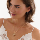 18ct Yellow Gold Diamond and Sapphire Cross Pendant
