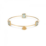 Leora Rectangle Shaped Gemstone Bangle in Blue Topaz