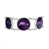 Sterling Silver Rhino 6 Disc Purple Enamel Bracelet