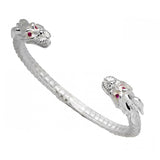 Sterling Silver Dragon Bangle With Ruby Eyes