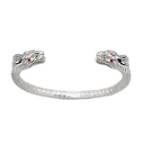 Sterling Silver Dragon Bangle With Ruby Eyes