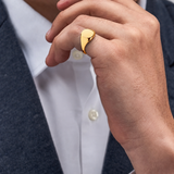 Yellow Gold Cushion Signet Ring (12x10mm)