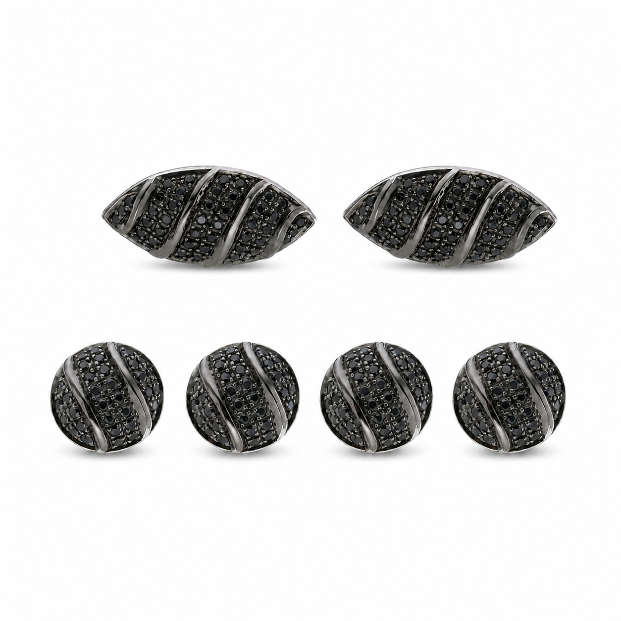 Sterling Silver Black Spinel Dress Studs Sterling Silver Black Spinel Dress Studs
