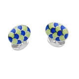 Sterling Silver Royal Blue & Lime Green Enamel Cufflinks