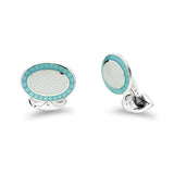 Sterling Silver Turquoise & Clear Enamel Cufflinks