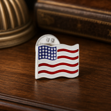 Sterling Silver Hand-Enamelled American Flag Lapel Pin