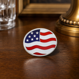 Oval Sterling Silver Hand-Enamelled USA Flag Lapel Pin