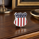 Sterling Silver Hand-Enamelled USA Flag Shield Lapel Pin