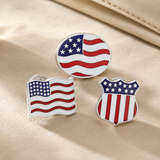 Sterling Silver Hand-Enamelled American Flag Lapel Pin