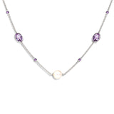 18ct White Gold Amethyst and Pearl Necklace