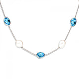 18ct White Gold Blue Topaz and Pearl Necklace