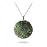 Sterling Silver Large Pendant with Grey Mother-of-Pearl and Blue Sapphire Gem