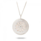 Sterling Silver Large Pendant with Grey Mother-of-Pearl and Pink Sapphire Gem