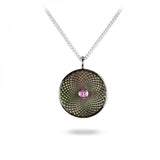 Sterling Silver Small Pendant with Grey Mother-of-Pearl and a Pink Sapphire Gem