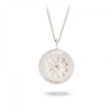 Sterling Silver Small Pendant with Grey Mother of Pearl and a Blue Sapphire Gem