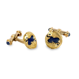 18ct Rose Gold Fish Cufflinks With Blue Enamel And Sapphire Ends