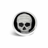 Sterling Silver Embroidered Skull Lapel Pin