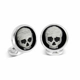 Sterling Silver Embroidered Skull Cufflinks