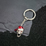 Sterling Silver Red Bandana Skull Keyring