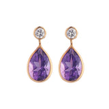 18ct Yellow Gold Amethyst and Diamond Drop Earrings