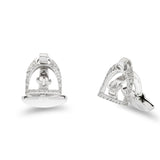 18ct White Gold Stirrup Cufflinks With Pav  Diamond Border