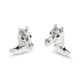 18ct White Gold Horse Head Cufflinks With Onyx Eyes