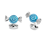 Sterling Silver Blue And White Swirl Sweet Cufflinks