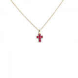 18ct yellow Gold Small Ruby Gemstone Cross Pendant