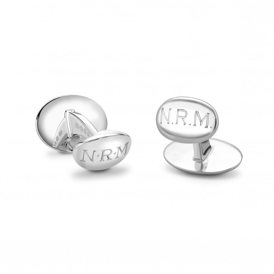 Available in Silver Mens Sterling Silver .925 Oval Cufflinks with Satin Finish Engravable 22mm by 14mm Made in Italy Yellow Gold Plated Silver & Rose Gold Plated Silver